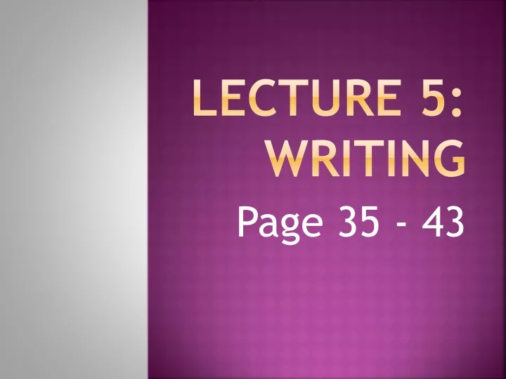 lecture 5 writing
