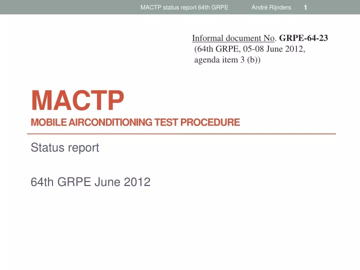 mactp mobile airconditioning test procedure
