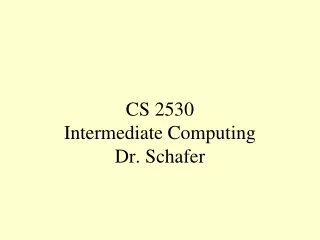 CS 2530 Intermediate Computing Dr. Schafer