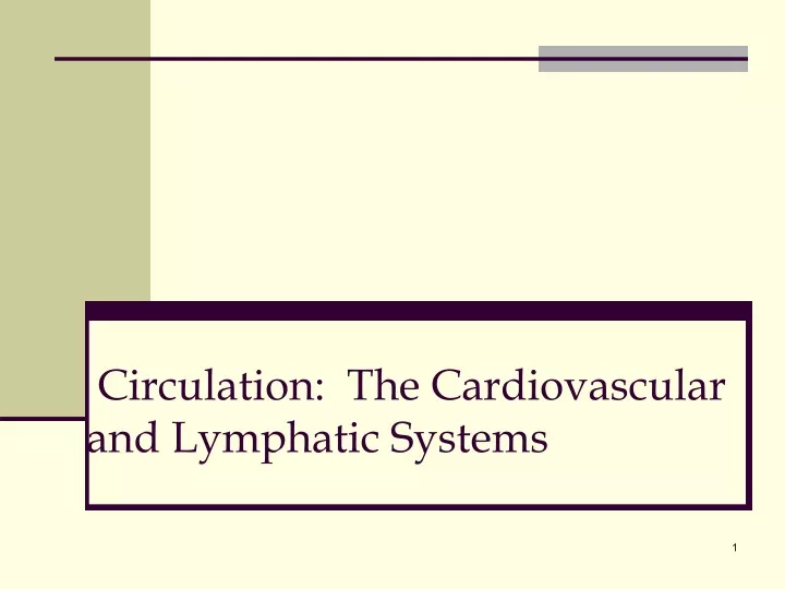 circulation the cardiovascular and lymphatic systems