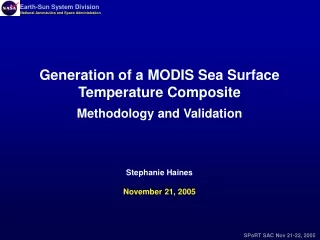 Generation of a MODIS Sea Surface Temperature Composite Methodology and Validation