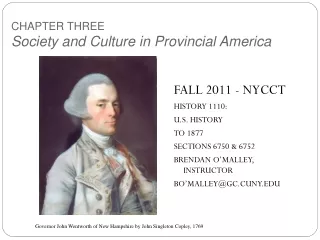 FALL 2011 - NYCCT HISTORY 1110:  U.S. HISTORY TO 1877 SECTIONS 6750 &amp; 6752