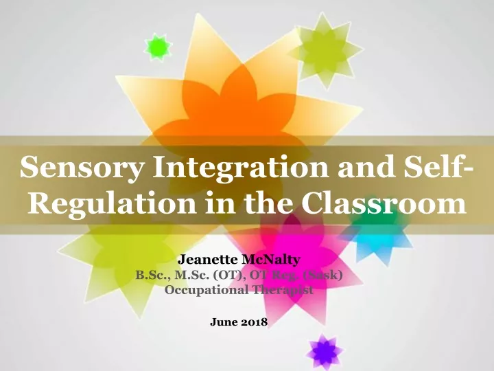 sensory integration and self regulation