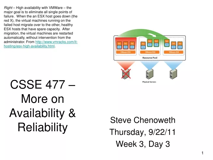 csse 477 more on availability reliability
