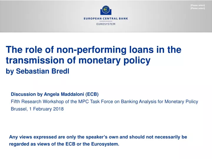 the role of non performing loans in the transmission of monetary policy by sebastian bredl