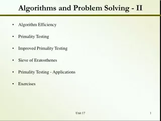 Algorithms and Problem Solving - II