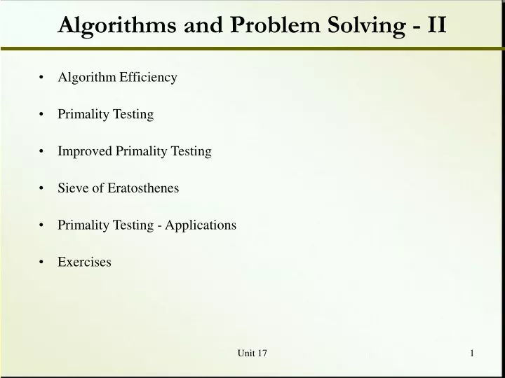algorithms and problem solving ii