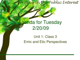 Agenda for Tuesday  2/20/09