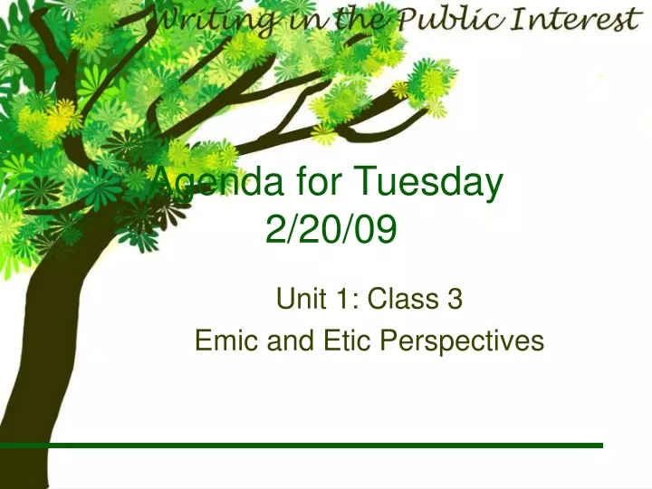 agenda for tuesday 2 20 09