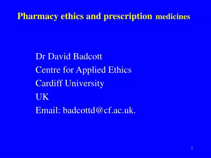 pharmacy ethics and prescription medicines