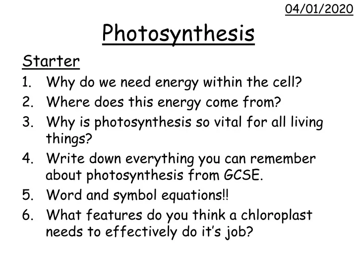 photosynthesis