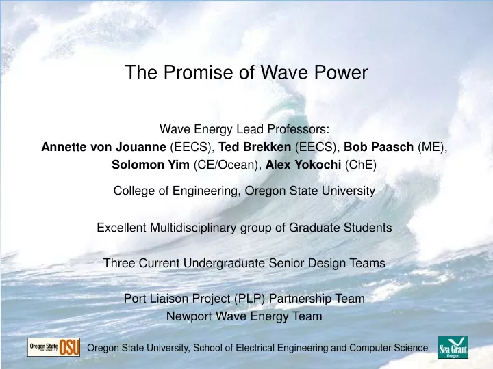 the promise of wave power