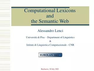 Computational Lexicons  and  the Semantic Web
