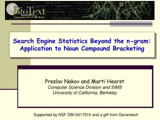 Search Engine Statistics Beyond the n-gram:  Application to Noun Compound Bracketing