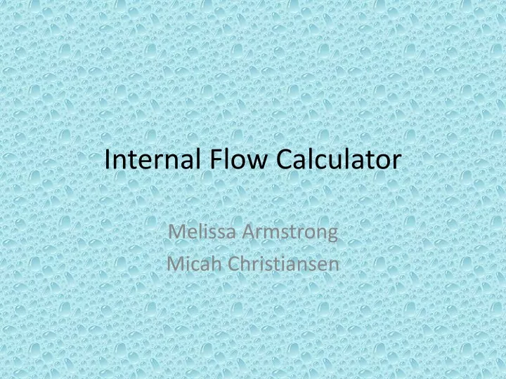 internal flow calculator