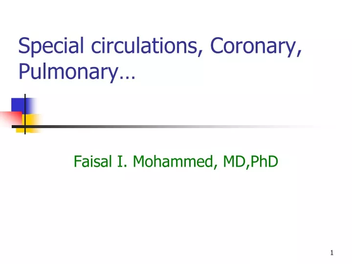 special circulations coronary pulmonary
