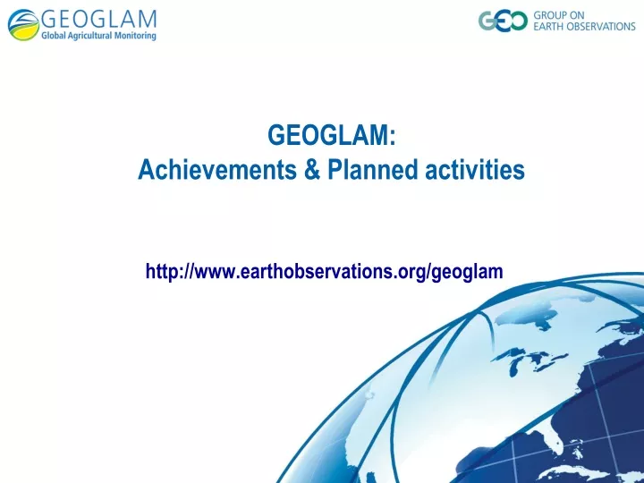 geoglam achievements planned activities