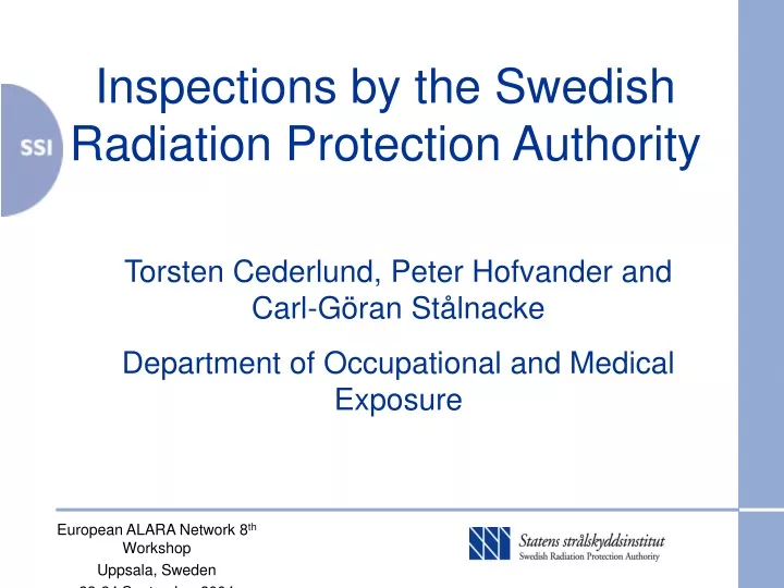 inspections by the swedish radiation protection authority