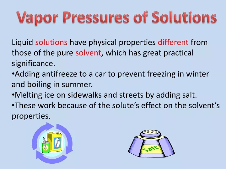 vapor pressures of solutions