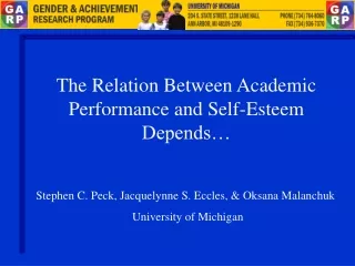 The Relation Between Academic Performance and Self-Esteem Depends…