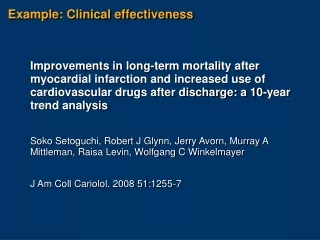 Example: Clinical effectiveness