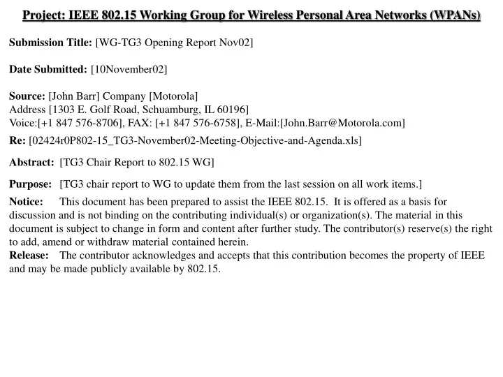 project ieee 802 15 working group for wireless