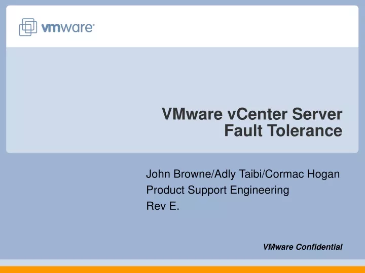 vmware vcenter server fault tolerance