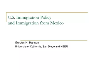 U.S. Immigration Policy  and Immigration from Mexico