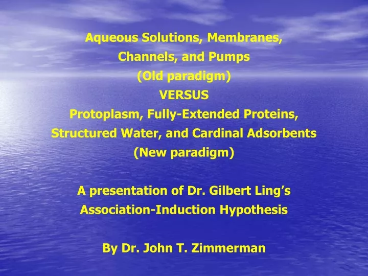 aqueous solutions membranes channels and pumps