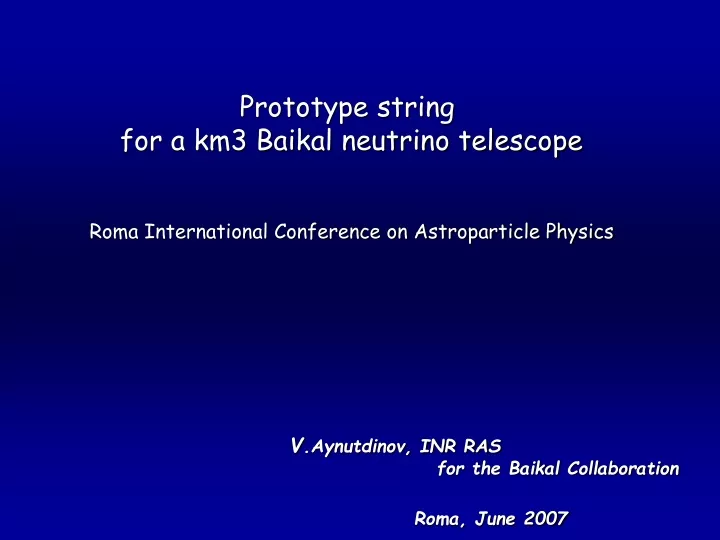 prototype string for a km3 baikal neutrino
