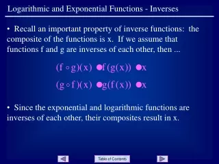 Logarithmic and Exponential Functions - Inverses