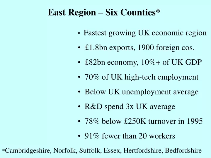 east region six counties