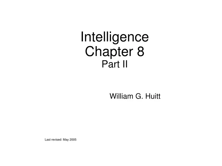 intelligence chapter 8 part ii