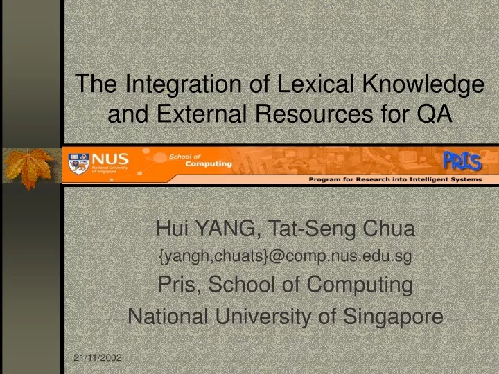 the integration of lexical knowledge and external resources for qa