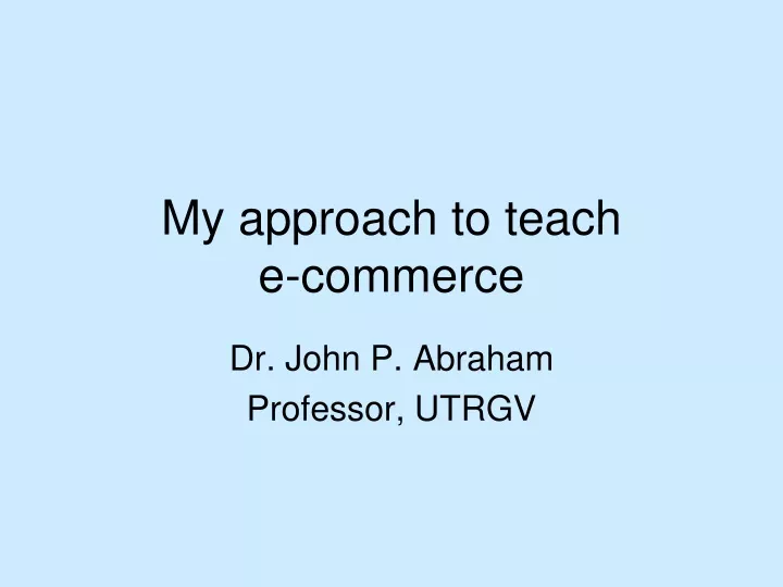 my approach to teach e commerce