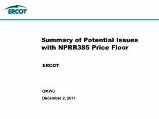 Summary of Potential Issues with NPRR385 Price Floor