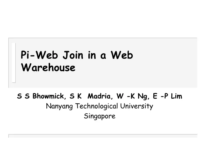 pi web join in a web warehouse