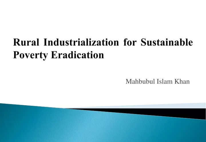 rural industrialization for sustainable poverty eradication