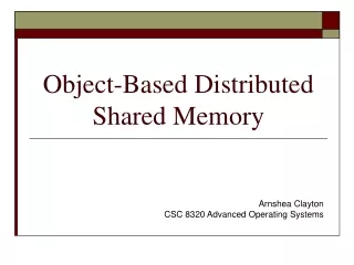 Object-Based Distributed Shared Memory