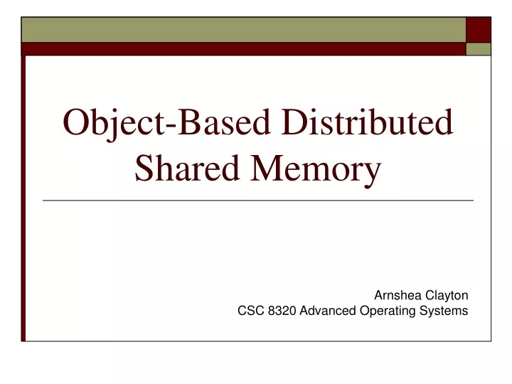 object based distributed shared memory