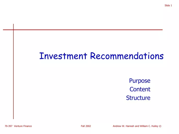investment recommendations