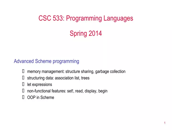 csc 533 programming languages spring 2014