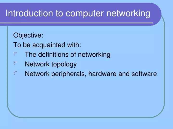 introduction to computer networking