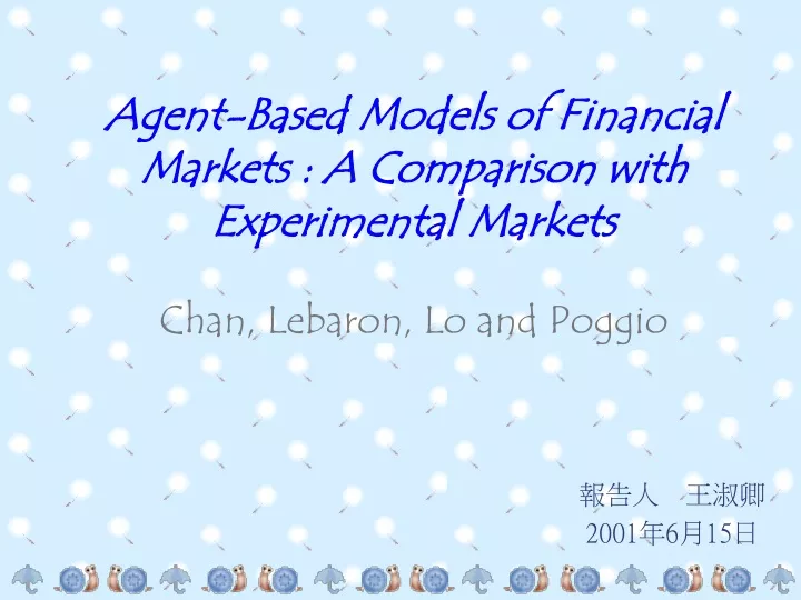 agent based models of financial markets a comparison with experimental markets