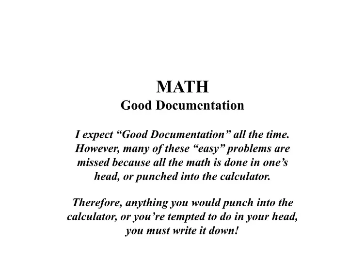 math good documentation i expect good