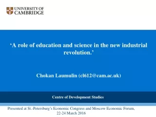 ‘ A role of education and science in the new industrial revolution. ’