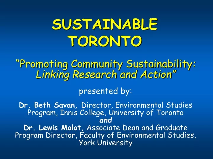 sustainable toronto