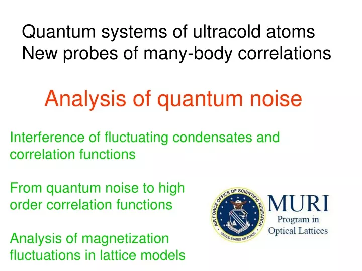 analysis of quantum noise