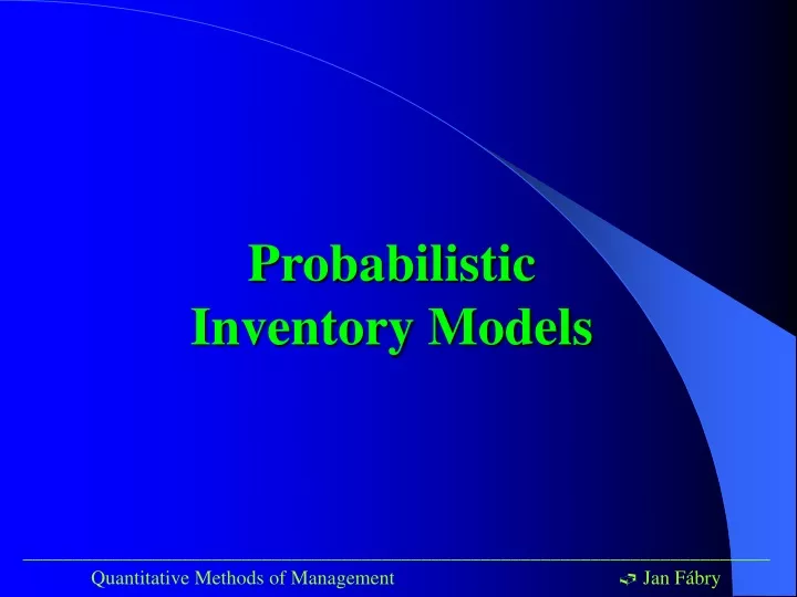 probabilistic inventory models