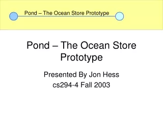 Pond – The Ocean Store Prototype
